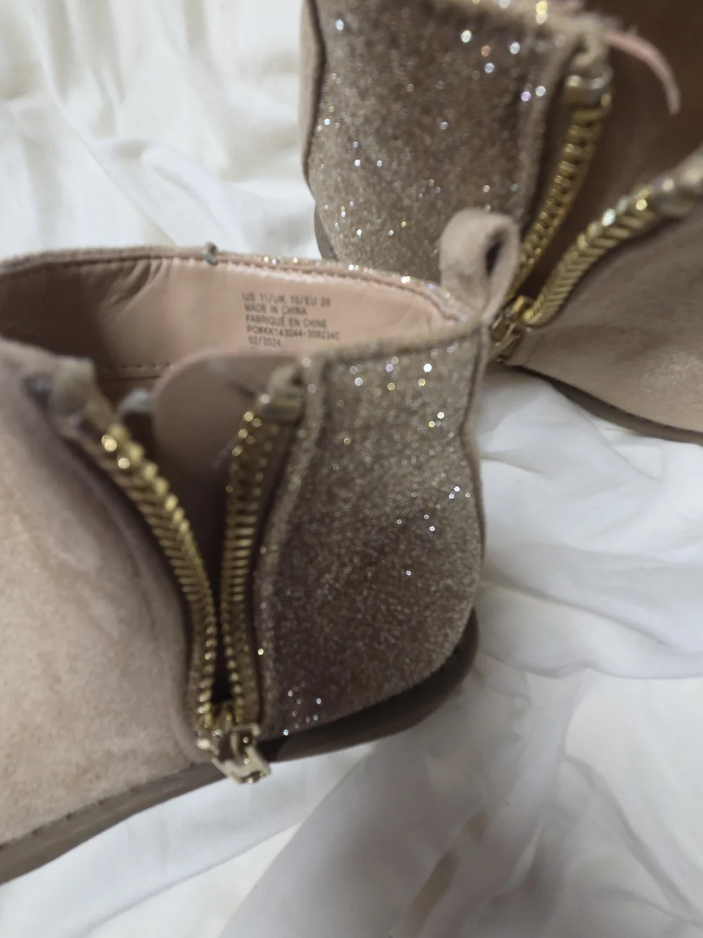 Fabkids Girls' Glitter Back Ankle Boots - Taupe